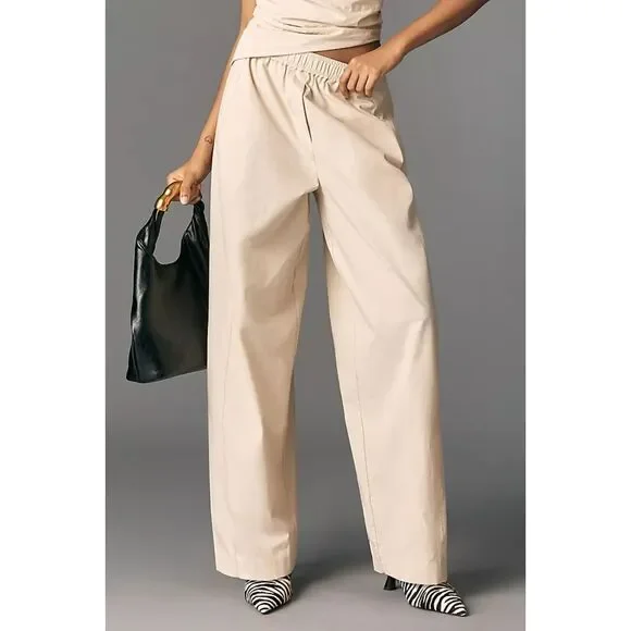 Khaki Beige Anthropologie Maeve Sporty Poplin Pull-On Trousers Pants (NWT) - Picture 5 of 5